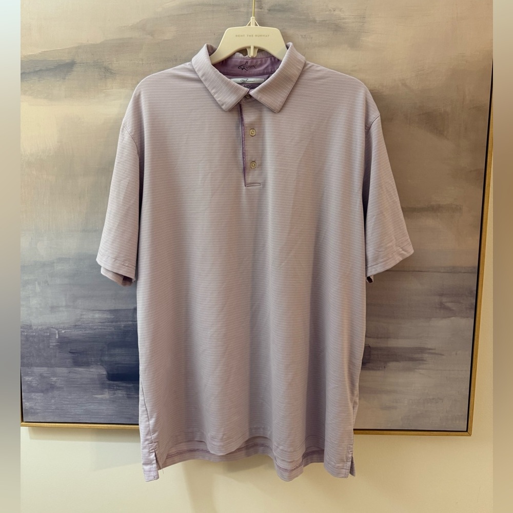 🦈 GREG NORMAN ML75 Performance Polo Purple Stripe Size XL